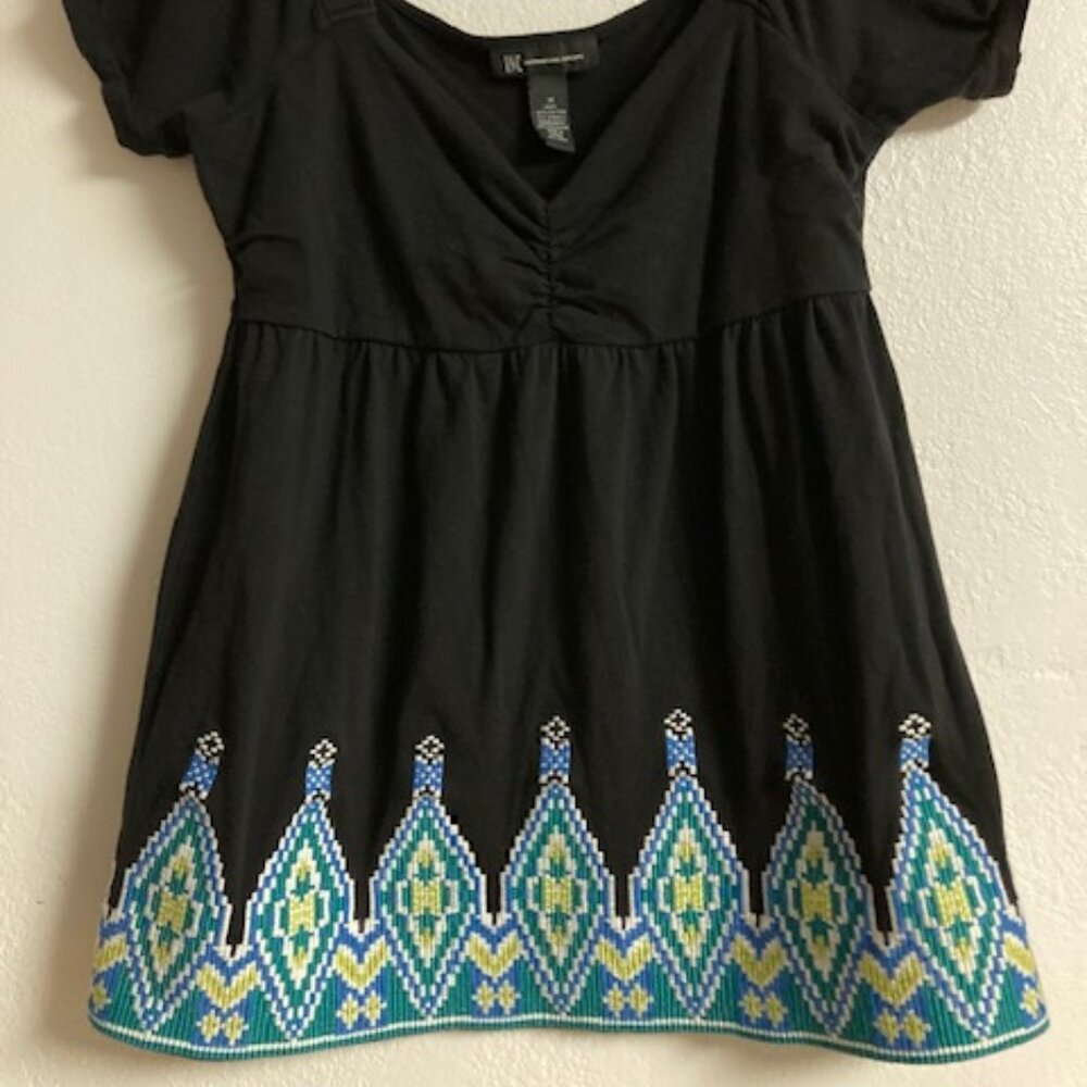 I.N.C. INTERNATIONAL CONCEPTS BLACK PULLOVER TOP FANTASTIC COLORS